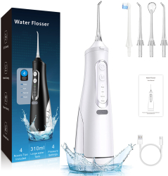Irigator Oral Profesional Tip Dus Bucal VERITASE Dentar 4 Capete Rezervor de 310 ml Portabil 4 Trepte de Viteza Cablu USB-C Presiune 