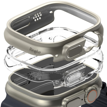 Set 2 Huse de protectie Ringke pentru Apple Watch Ultra 1/2 49 mm Transparent/Gri Titan 