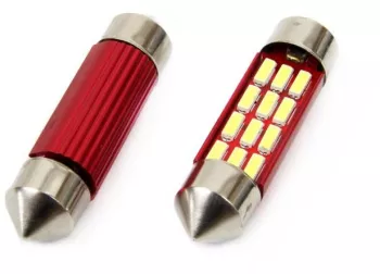 Set becuri auto cu LED CANBUS sofit compatibil C5W 12 SMD 39mm Alb 12/24V destinat competitiilor auto sau off-road 