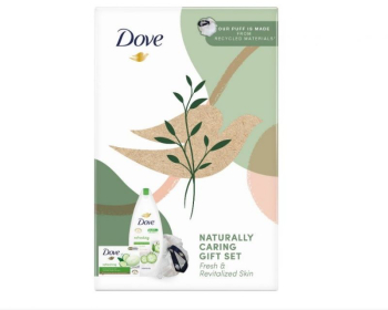 Set Dove Naturally Refreshing Puf de baie + Sapun Crema Go Fresh Touch 90 g + Gel de dus 250 ml 