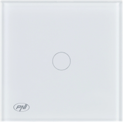 Intrerupator cap scara si cap cruce simplu cu touch PNI CS101W 800W indicator LED sticla Alb 