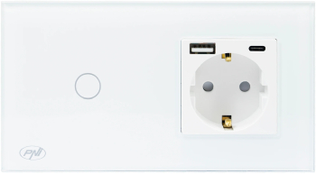 Intrerupator simplu cu touch PNI SH115W cu priza USB-A si USB-C 