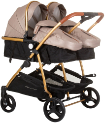 Carucior gemeni Chipolino Duo Smart 2 in 1 golden beige 