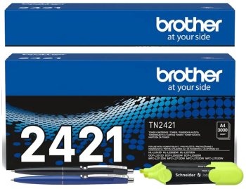 Set Cartuse Toner Brother Original 2xTN2421 Negru 6000 Pagini 2buc Pix Schneider si 2buc Textmarker Schneider 