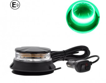 Girofar led 24w cu magnet si cablaj spiralat verde 