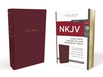 NKJV Reference Bible Center-Column Giant Print Leather-Look Burgundy Red Letter Edition Comfort 