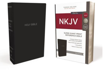 NKJV Reference Bible Super Giant Print Leather-Look Black Red Letter Edition Comfort Print - Tho