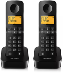 Telefon fix PHILIPS PH-D2602B/53 D2602 ecran 4.1 cm difuzor timp de convorbire 16 ore set 2 bucati Negru 