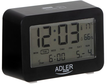 Ceas desteptator Adler 3 alarme 2 x AA Negru 