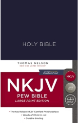 NKJV Pew Bible Large Print Hardcover Blue Red Letter Edition - Thomas Nelson Author 