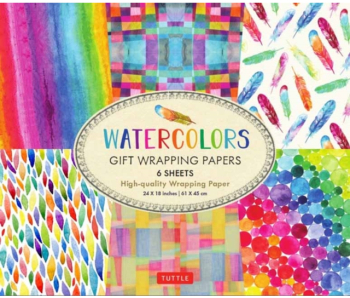 Watercolors Gift Wrapping Papers 6 Sheets of High-Quality 24 X 18 Inch Wrapping Paper 