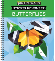 Brain Games - Sticker by Number Butterflies 28 Images to Sticker - Publications International Ltd 