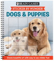 Brain Games - Sticker by Number Dogs Puppies Square Stickers Create Beautiful Art with Easy to U 