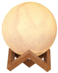 Lampa de veghe 3D Moon Light eMazing cu diametru 8 cm in forma de luna lumina alb cald alimentare baterii suport din plastic inclus 