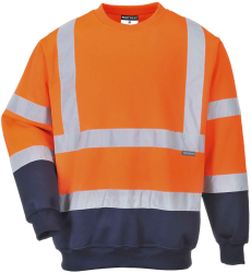 Bluza Hi Vis cu benzi reflectorizante material usor si durabil - Portwest B306 - Portocaliu/Navy M 