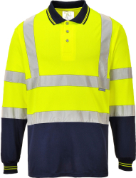 Bluza Hi-Vis subtire cu guler polo material respirabil - Portwest S279 - galben/bleumarin M 