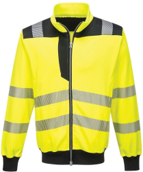 Bluza reflectorizanta cu fermoar tesatura rezistenta moale la atingere - Portwest PW370 - galben/negru XXXL 