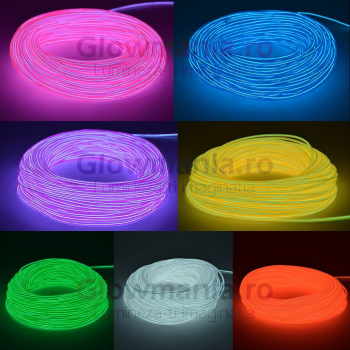 Fir electroluminescent neon flexibil el wire 5 mm culoare albastru deschis 