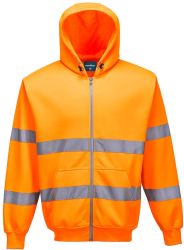 Hanorac Hi Vis confortabil cu gluga si fermoar frontal - Portwest B305 - portocaliu XL 