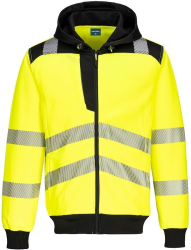 Hanorac Hi Vis cu gluga si fermoar tesatura durabila moale la atingere - Portwest PW327 - galben/negru S 