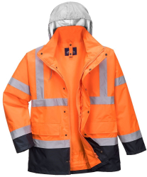 Jacheta 4-in-1 impermeabila vesta termica inclusa - Portwest S471 - portocaliu/bleumarin XL 