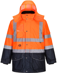 Jacheta 7-in-1 de iarna impermeabila si respirabila - Portwest S426 - portocaliu/bleumarin S 
