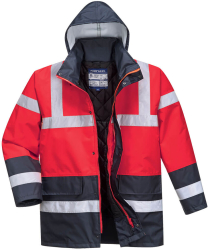 Jacheta vatuita impermeabila de iarna certificata pana la -40° C - Portwest S466 - Rosu/Bleumarin XL 