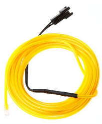 Kit 2 m fir electroluminescent cu invertor culoare galben 