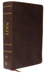 NKJV Study Bible Premium Calfskin Leather Brown Full-Color Red Letter Edition Indexed Comfort Pr 