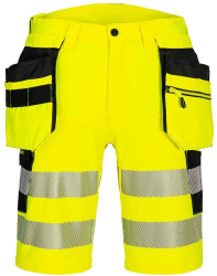 Pantaloni scurti reflectorizanti cu buzunare detasabile material elastic cusaturi triple - Portwest DX446 - galben/negru 60 44 inch 