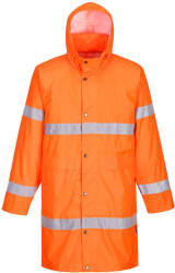 Pelerina de ploaie reflectorizanta complet impermeabila 100 cm lungime respirabila - Portwest H442 - portocaliu S 