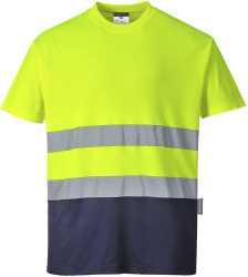 Tricou Hi-Vis confortabil din 55 bumbac - Portwest S173 - galben/bleumarin XS 