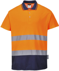 Tricou polo Hi-Vis confortabil din 55 bumbac - Portwest S174 - portocaliu/bleumarin M 