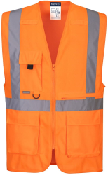 Vesta reflectorizanta Executive cu buzunar pentru tableta - Portwest C357 - portocaliu XXL 