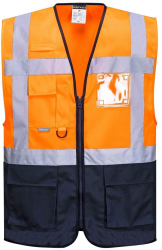 Vesta reflectorizanta Warsaw Hi-Vis contrast executive - Portwest C476 - Portocaliu/Navy XL 
