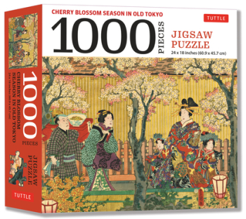Cherry Blossom Season in Old Tokyo Jigsaw Puzzle 1 000 Piece Woodblock Print by Utagawa Kunisada Fin 