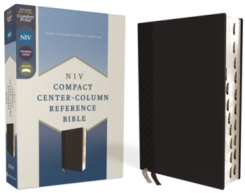 Niv Compact Center-Column Reference Bible Leathersoft Black Red Letter Thumb Indexed Comfort Pri 