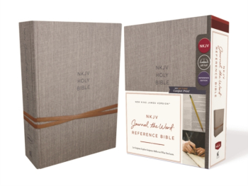 NKJV Journal the Word Reference Bible Cloth Over Board Gray Red Letter Edition Comfort Print Let 
