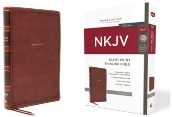 Nkjv Thinline Bible Giant Print Leathersoft Brown Red Letter Edition Comfort Print Holy Bible 