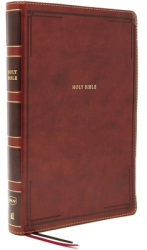 Nkjv Thinline Bible Giant Print Leathersoft Brown Thumb Indexed Red Letter Edition Comfort Prin 