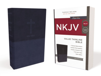 NKJV Value Thinline Bible Standard Print Imitation Leather Blue Red Letter Edition - Thomas Nelso 