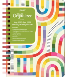 Posh Deluxe Organizer 17-Month 2023-2024 Monthly Weekly Hardcover Planner Calen Rainbow Maze - Andre 
