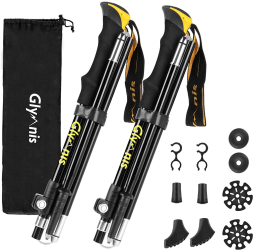 Set 2 bete de trekking pliabile ajustabile 110 cm - 130 cm din aliaj de aluminiu cu maner din spuma husa de depozitare si transport