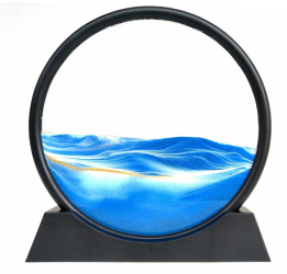 Dollcini 3D peisaj in miscare nisip pictura cadru de sticla arta decorare dinamica clepsidra jucarie relaxanta birou acasa 7& albast 