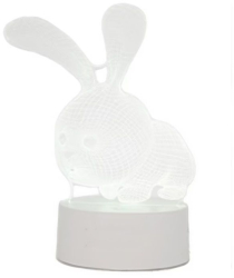Lampa LED decorativa 3D eMazing forma Iepure inaltime 20 cm cu telecomanda alimentare USB si baterii lumina multicolora alb 