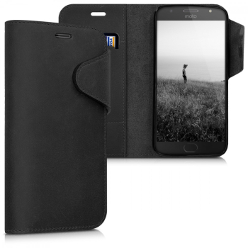 Husa pentru Motorola Moto G5S Plus Piele naturala Negru 42827.01 