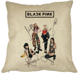Perna Decorativa BlackPink cu Semnaturi Model 1 40x40 cm Husa Detasabila Burduf 