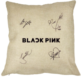 Perna Decorativa BlackPink cu Semnaturi Model 2 40x40 cm Husa Detasabila Burduf 
