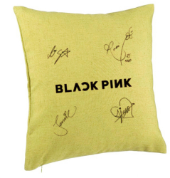 Perna Decorativa BlackPink cu Semnaturi Model 2 40x40 cm Verde Husa Detasabila Burduf 