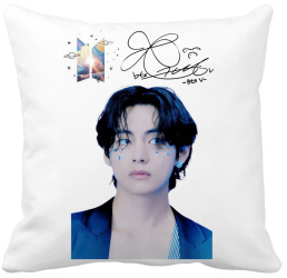 Perna Decorativa BTS Army Colorat 40x40 cm Alba Mata Husa Detasabila Burduf 